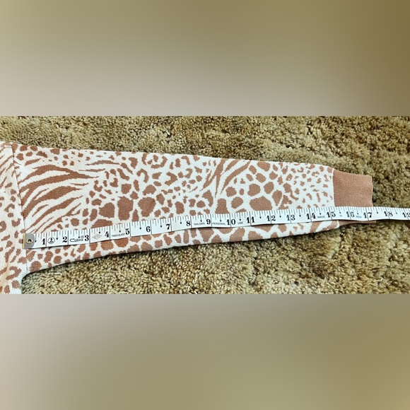 Ann Taylor Animal Print Cardigan, Lt Terracotta/White, Sz. SP - Picture 8 of 8